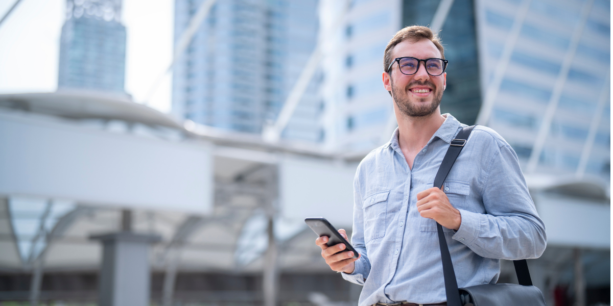 a business traveler on the road