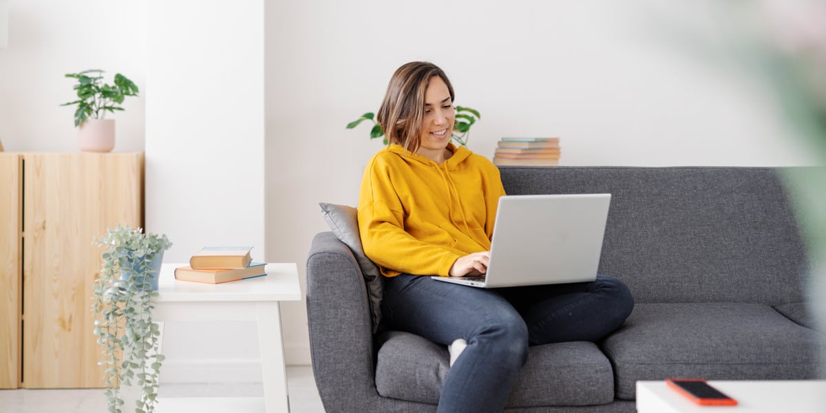 Woman working on laptop