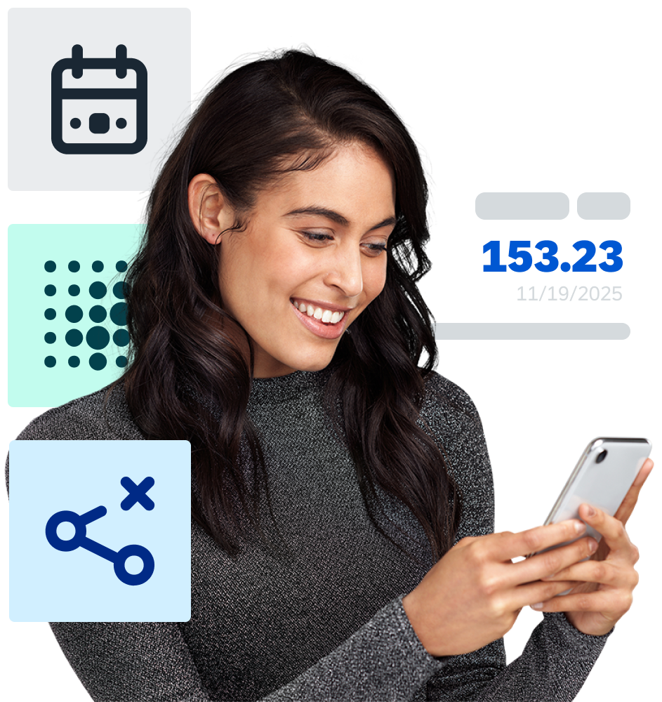 Woman looking at the apps on her phone.