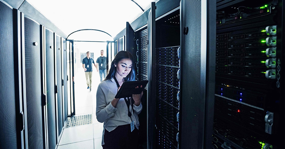 people in data center