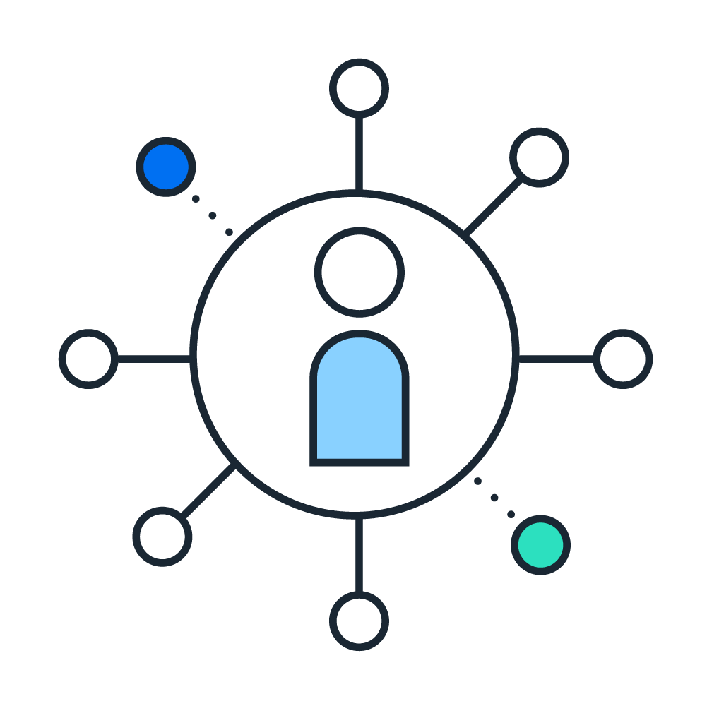 person with dots connecting